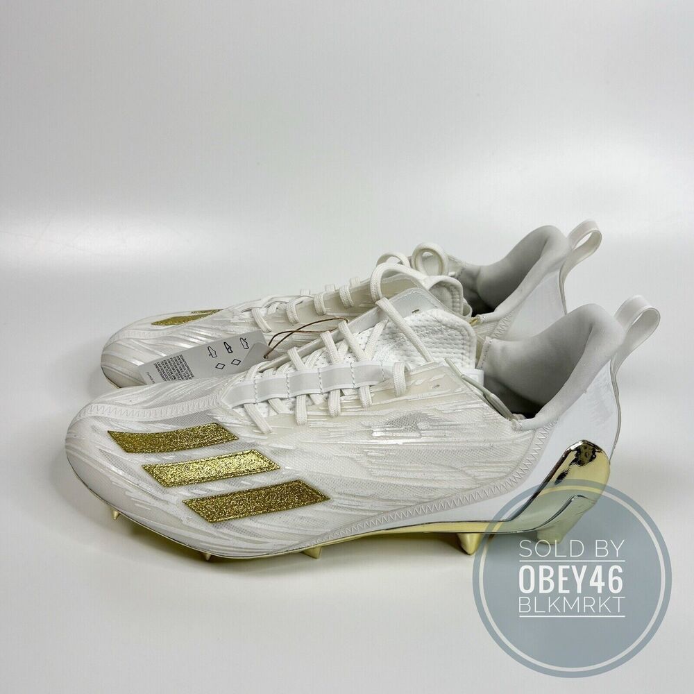 adidas adizero White Gold Metallic Football Cleats GX5122 Men’s Size 13.5